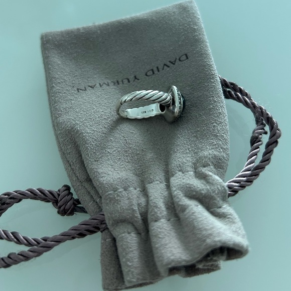 David Yurman Sterling Silver Diamond Black Onyx 10mm Noblesse Ring Size 7 - Picture 7 of 11